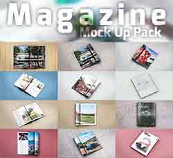 19个杂志/画册展示模型(包含17张纹理图)：Magazine Mock Up Pack